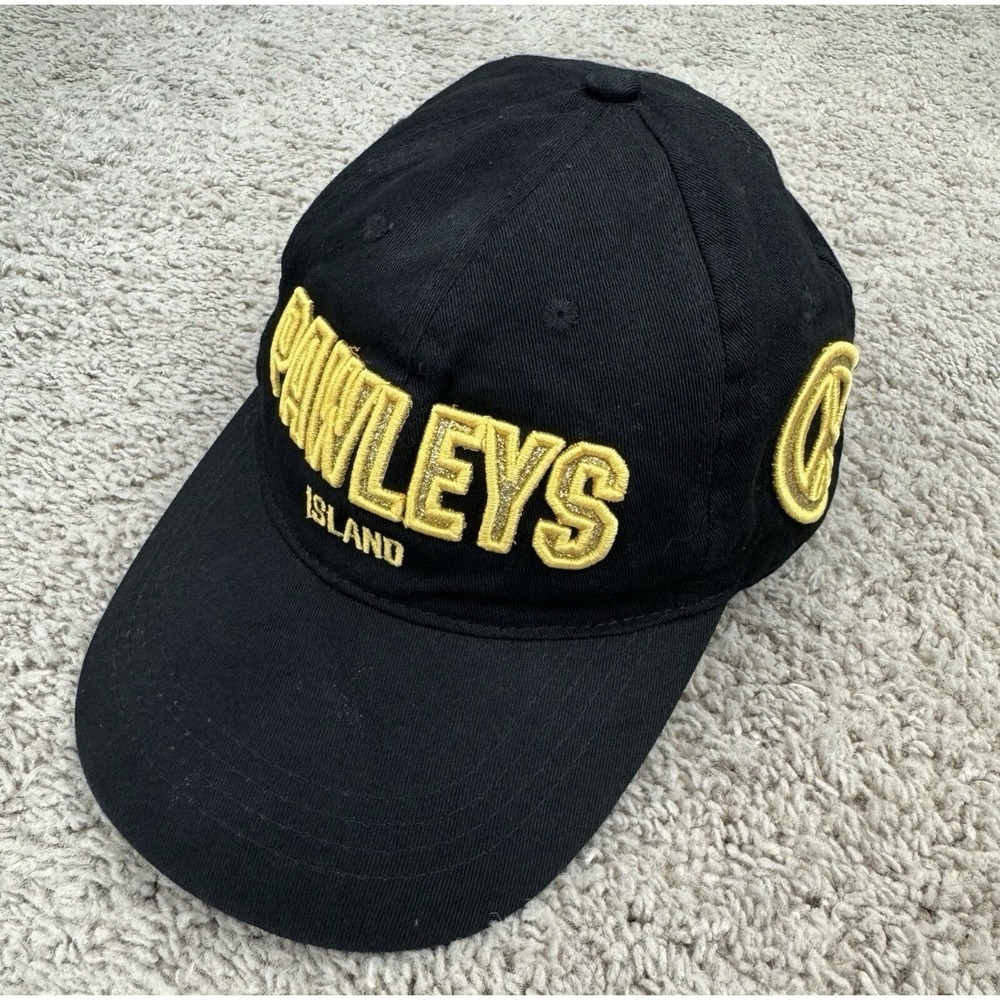 Pawleys Island SC Hat Peace Sign Black/Gold Sequins Cotton Strapback 777 Lucky